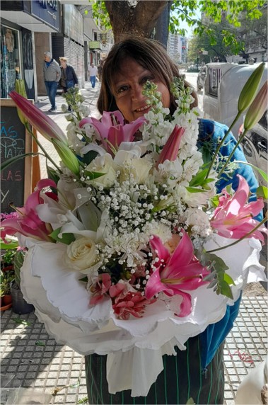 Ramo grande rosado y blanco